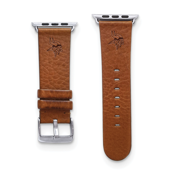 Gametime Vikings Leather Band fits Apple Watch (38/40mm S/M Tan)